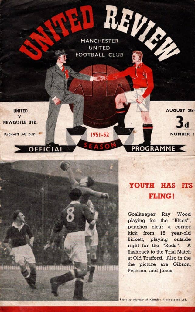 25th August 1951 Manchester United v Newcastle United Division One Matchday 03 1951-1952