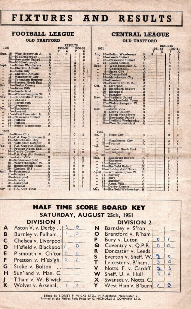 25th August 1951 Manchester United v Newcastle United Division One Matchday 03 1951-1952 - Image 2