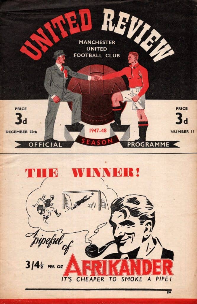 25th December 1947 Manchester United v Portsmouth Division One Matchday 22 1947-1948