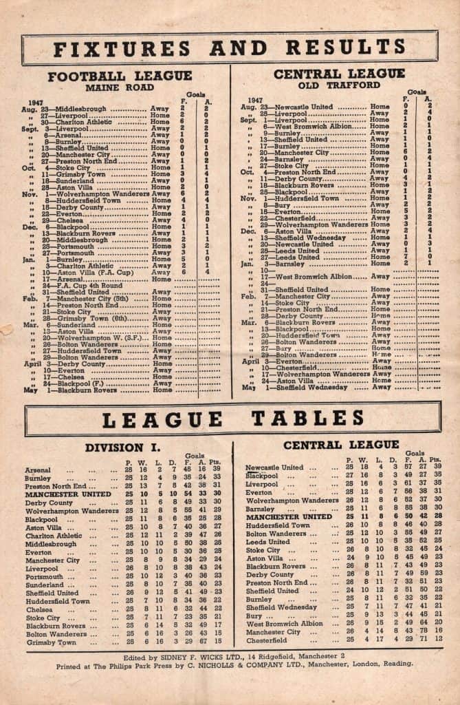 17th January 1948 Manchester United v Arsenal Division One Matchday 26 1947-1948 - Image 2