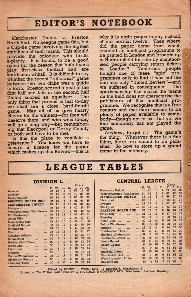 28th February 1948 Manchester United v Preston North End FA Cup 6th Round 1947-1948 - Image 2